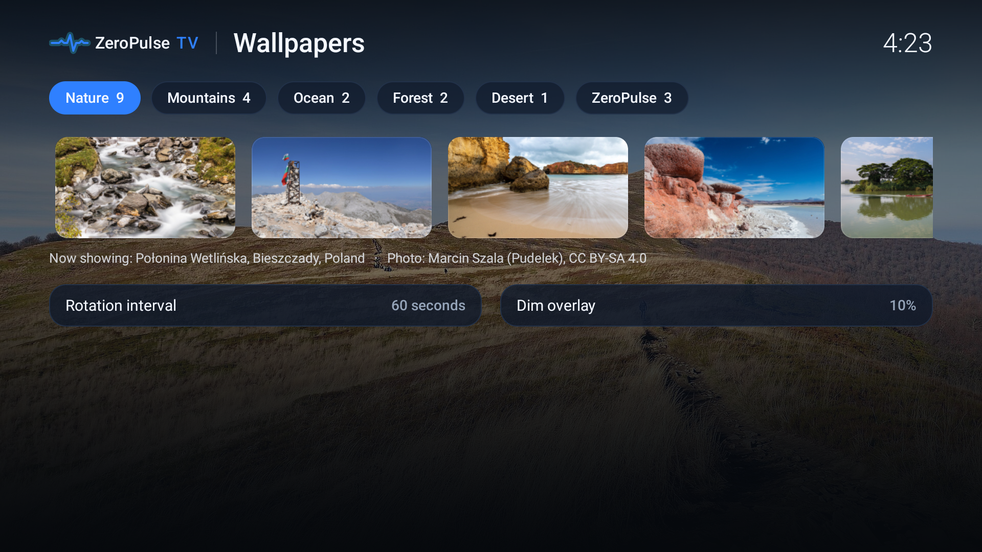 Real wallpaper selection screen